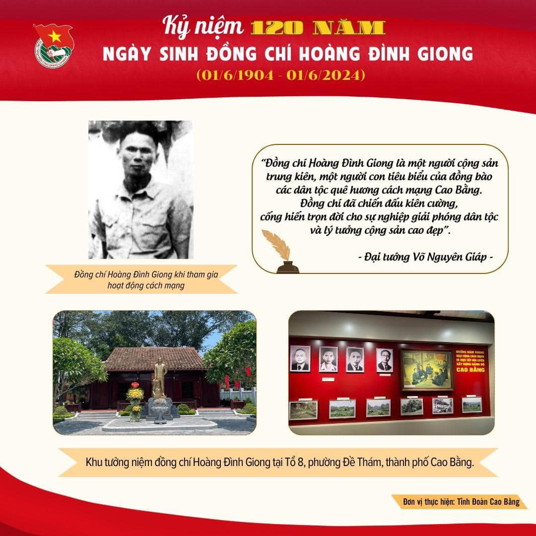 CHÀO MỪNG KỶ NIỆM 120 NĂM NGÀY SINH ĐỒNG CHÍ HOÀNG ĐÌNH GIONG (01/6/1904 – 01/6/2024)